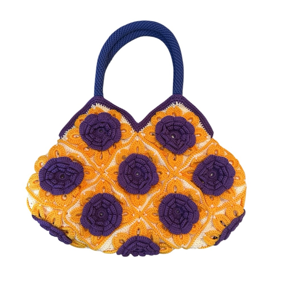 Hand Made Crochet Purse Purple and Orange